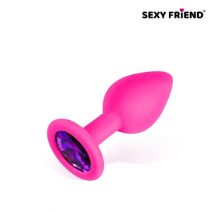 Пробка с фиолетовым кристаллом "Sexy Friend" фуксия, S