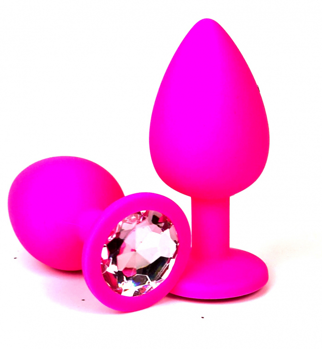 Пробка с розовым кристаллом "Vandersex" розовая, L 